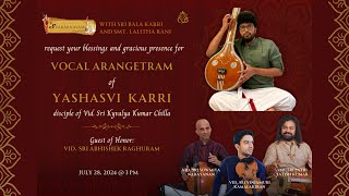 Yashasvi Karris Grand Carnatic Vocal Arangetram [upl. by Cyn]