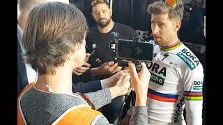 Peter Sagan with Fans  2019 Milan Sanremo Finish line [upl. by Renrew]