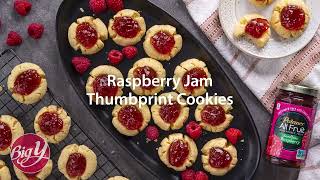 Raspberry Jam Thumbprint Cookies Recipe [upl. by Nehtiek]