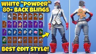 NEW WHITE quotPOWDERquot SKIN Showcased With 80 BACK BLINGS Fortnite Battle Royale WHITE POWDER COMBOS [upl. by Ranee]