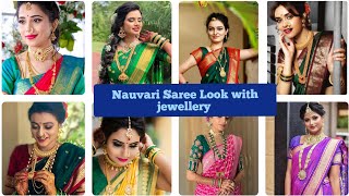 Nauvari Saree Look With Jewellery  Nauvari saree Jewellery  Traditional Nauvari Look  Nauvari [upl. by Adoree865]