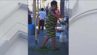 Woman angry over burrito attacks food vendor in South LA [upl. by Chappie]