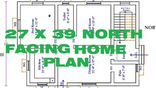 27 x 39 North Facing Home Plan North Face House plan2BHK house2BHK Home Plan [upl. by Ayrad900]