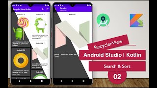 RecyclerView  02 Search amp Sort  Android Studio  Kotlin [upl. by Aksehcnarf]