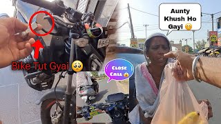 Helped the hungry woman😊  Bike Tut Gayi 😢  Close Call With Activa 😱 [upl. by Wickner]