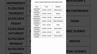 CLASS 7 ANNUAL EXAM 2024 TIME TABLE  7th class7 timetable 2024 [upl. by Giliana]