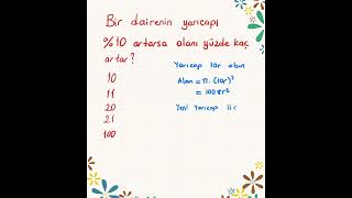 Yarıçap Artarsa Dairenin Alanı Ne Kadar Artar Problemi 💁🏻‍♀️yüzdeproblemleri matematik [upl. by Eisiam]