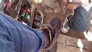 Relaxing BOOT POLISH Brown boots get a shoe shine [upl. by Hazmah]