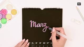 DIY Anleitung Kalender gestalten  Watercolour  Handlettering mit Wassertankpinsel [upl. by Leopold867]