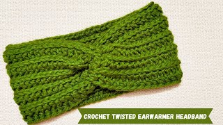 Quick and Easy Crochet Twisted Ear Warmer Headband [upl. by Bohman]