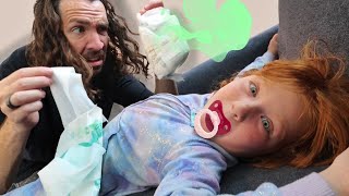 ADLEY turns into A BABY Morning routine Mix Up with Magic Cereal Dad Day Care to the rescue [upl. by Flanna]