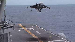 Harrier Takeoff amp Landing on USS Makin Island [upl. by Atled]