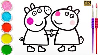 How to draw Peppa pig Suzy Sheep for Kids amp Toddlers  Step by step Easy Peppa Drawing for children [upl. by Fonzie]