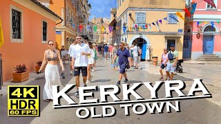 Kerkyra Old Town Corfu  Shops Restaurants in 4K 60fps HDR UHD 💖 The best places 👀 Walking tour [upl. by Jeanna]