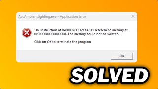 FIXED AacAmbientLightingexe  Application error in windows PC [upl. by Bassett320]