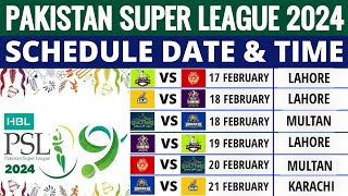 Pakistan Super League 2024 Schedule  PSL 2024 Schedule  PSL 2024 Schedule Time Table [upl. by Lazor]