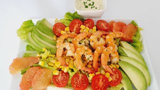 salade avocat crevettes pamplemousse et sa vinaigretterecette facile et rapide salade [upl. by Daniella]