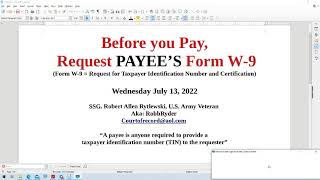 Before you quotPayquot Request PAYEES Form W 9 [upl. by Eybba]