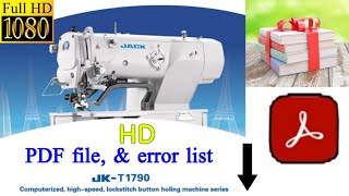 jack jkT 1790 buttonhole sewing machine PDF file amp error list [upl. by Rebmetpes245]