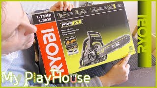 Ryobi ChainSaw Unboxing model RCS3835T amp First Run  608 [upl. by Ainahpets]