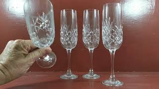 Vintage Set of 4 Lead Tall Crystal Champagne Flute Glasses [upl. by Notrab]