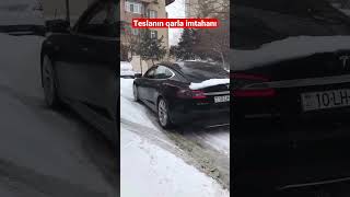 Daxili yanma mühərriki yoxsa elektrikli  Teslanın qarla imtahanı  Ayxan Mirzəxanlı avto tesla [upl. by Lough]