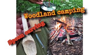 Woodland Overnighter  Spoon Carving Camp Cooking [upl. by Ymled]