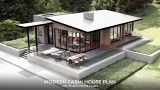 2Bedroom Modern Contemporary Cabin House Plan  1200 sq ft [upl. by Rolph]