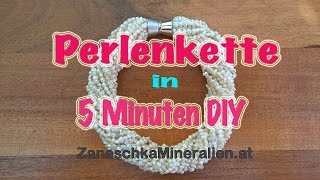 16reihige Perlenkette in 5 Minuten selber machen  Schmuck selber machen  Kette knüpfen [upl. by Reinaldo]