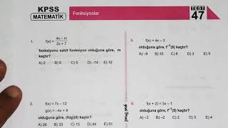 Fonksiyon Pratik Soru Çözümü TYT KPSS DGS ALES [upl. by Avie]