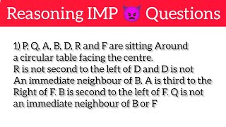 Reasoning IMP 👿 Question ⁉️Seating Arrangement ssc reasoning math easy exam ibps afo banking [upl. by Ahsiekar]