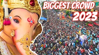 🤯Biggest Crowd at Chinchpokli Cha Chintamani Aagman 2023  Chintamani Aagman Crowd [upl. by Eliathas908]