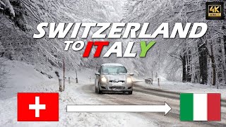 4K Driving the Maloja Pass  Switizerland to Italy  Incredible Alps Winter Landscapes [upl. by Ennayhc]