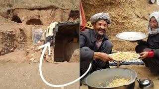 living in the cave like 2000 years old  Village lifestyle in Bamiyan Afghanistan  Cooking pasta [upl. by Peedsaj923]