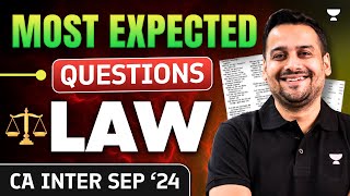 Most Expected Questions of Law  Must Watch Session Before Exam  CA inter Sep 24  CA Ankit Oberoi [upl. by Nerrak]