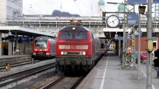 218 444 mit KurswagenIC quotRottaler Landquot bei der Ausfahrt aus Passau Hbf [upl. by Nairbo759]