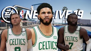 JAYSON TATUM JAYLEN BROWN amp KRISTAPS PORZINGIS BUILD is UNSTOPPABLE in NBA Live 19 [upl. by Lartnom]