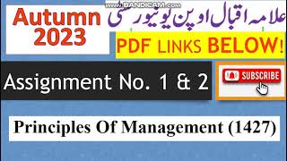 AIOU Code 1427 Solved Assignment No1 and 2 Autumn 2023 [upl. by Dosia]