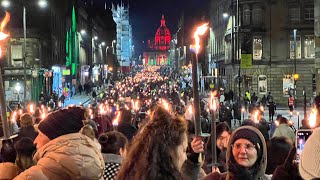 Edinburgh’s Hogmanay Celebrations starts with Torchlight Procession Raising 50K for Charity [upl. by Dnalkrik]