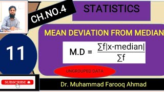 Mean Deviation From MedianUngroup dataStatistics 11 [upl. by Bornie]