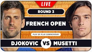 DJOKOVIC vs MUSETTI • French Open 2024 • LIVE Tennis PlaybyPlay Stream [upl. by Hau]