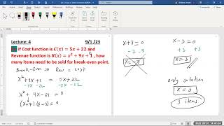 Lec4 Sec12 13 M2009 F23 Baruch Application of Linear function Cost Revenue Profit Break Even [upl. by Follansbee]