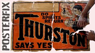 RESTORING a Rare THURSTON Magic Poster from the 1920s on Linen Backing at Posterfix [upl. by Valeda328]