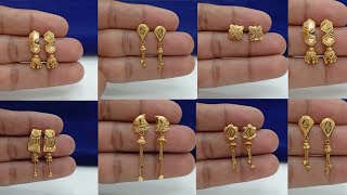 new gold stud earrings designs under 200 gram with price  hallmark gold mini stud earrings 👌👌👌 [upl. by Eugilegna]