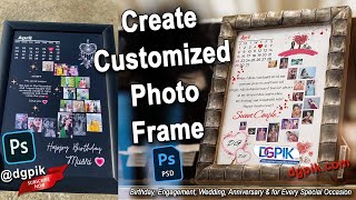 Wedding Anniversary Customized Photo Frame in Photoshop  with Free PSD [upl. by Godiva991]