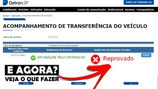 TRANSFERÊNCIA REPROVADA PELO DETRAN  COMO FAZER O ENVIO DA DOCUMENTAÇÃO [upl. by Louanna]