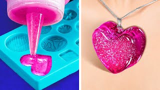 HOW TO LOOK COOL WITH HANDMADE JEWELRY  Colorful Resin And Glue Gun DIY Crafts [upl. by Aniat]