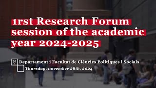 1rst Research Forum session of the academic year 20242025 [upl. by Persian]