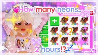 ༘⋆ ✰ How many NEONS can I make in 2 HOURS✨  Speed grinding 💓  Adopt me✭  🍧 ItsSahara♡ ༘ﾟ [upl. by Tnattirb]