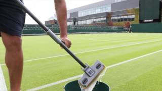 Wimbledon groundsman keeping tennis lawn courts dry [upl. by Ulu937]